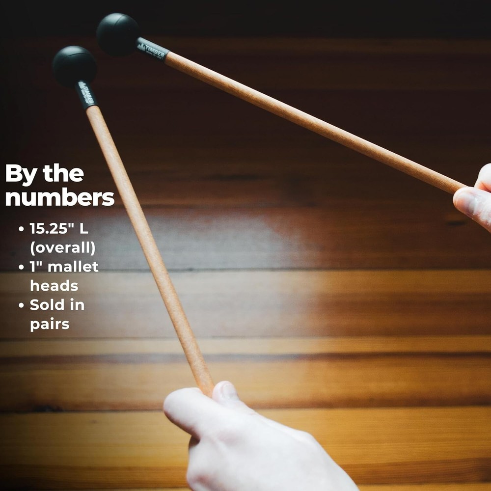 Timber Drum Co. Soft Rubber Mallets with Birch Handles, Professional Grade