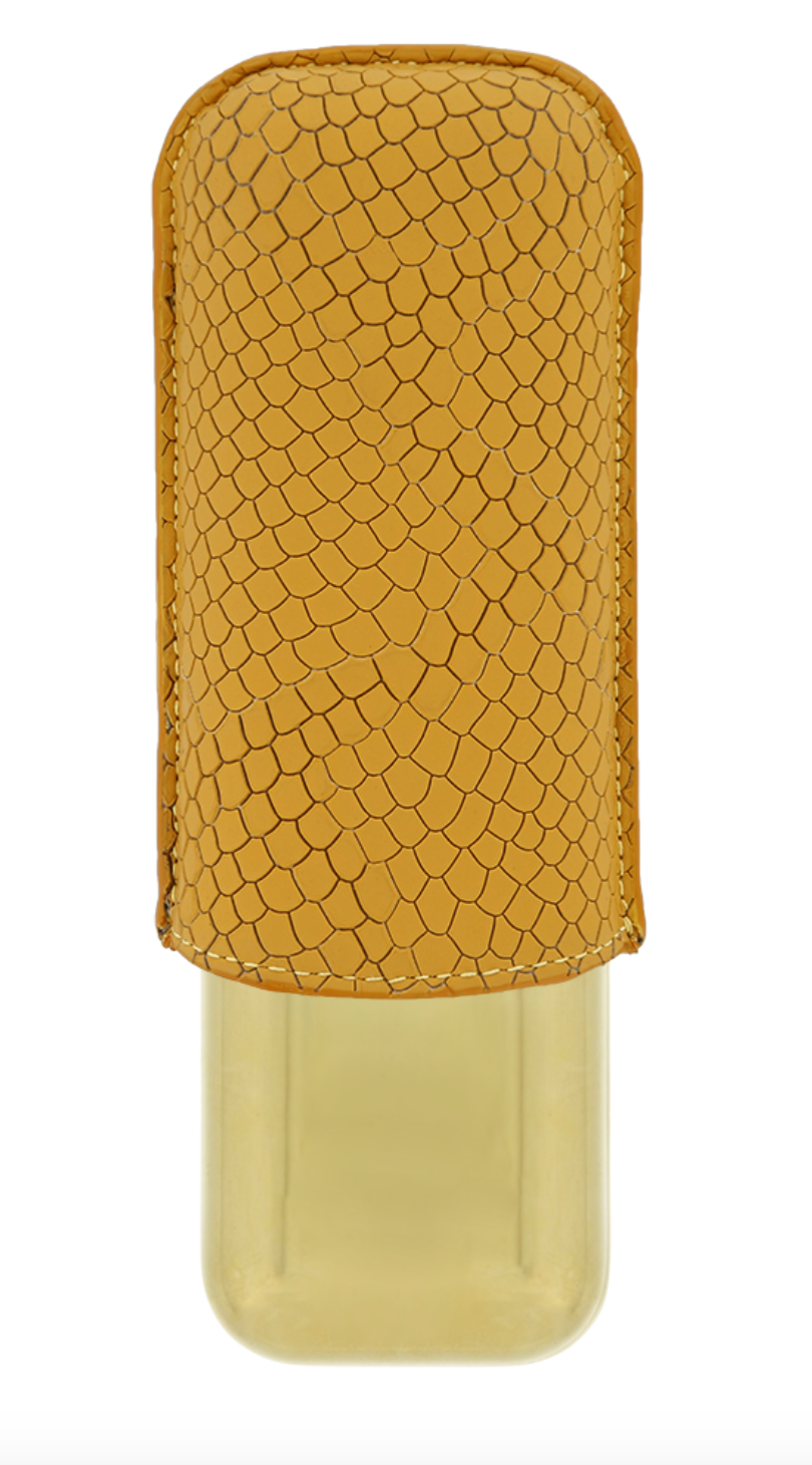 S.T. Dupont Honey Leather, Dragon Scales Cigar Case, 2 Cigars 183273 New In Box