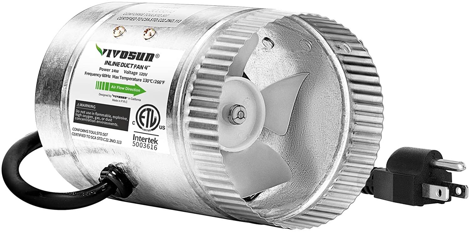 VIVOSUN 4"/6"/8" Inline Fan HVAC Exhaust Blower Ventilation Fan 100/240/420 CFM