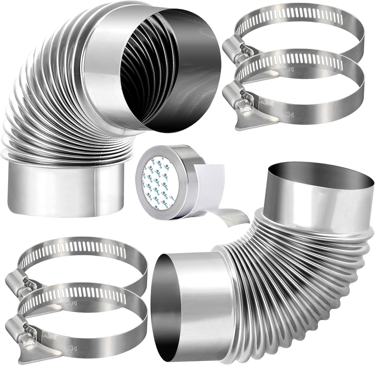 2 Pack 4" OD 3.97" ID 90 Degree Dryer Vent Elbow