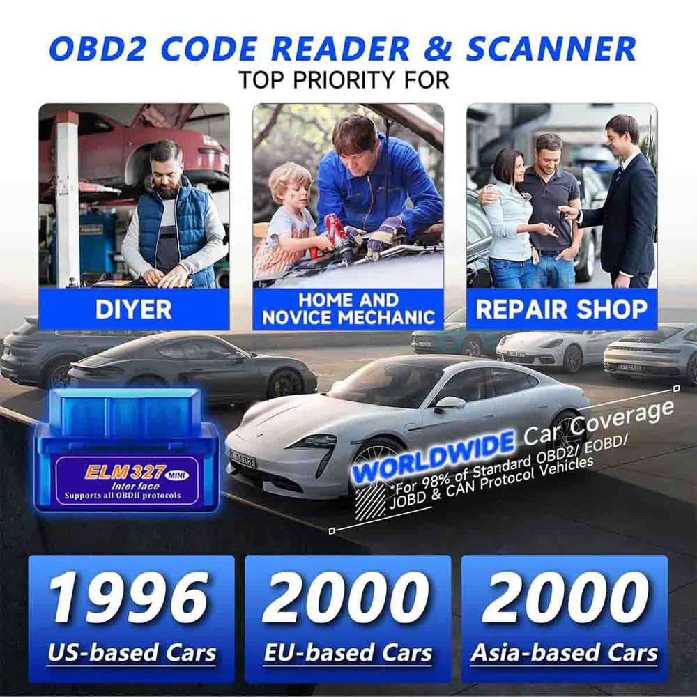OBD2 Scanner Bluetooth, Car Code Reader Car Diagnostic Scan Tool for Android IOS