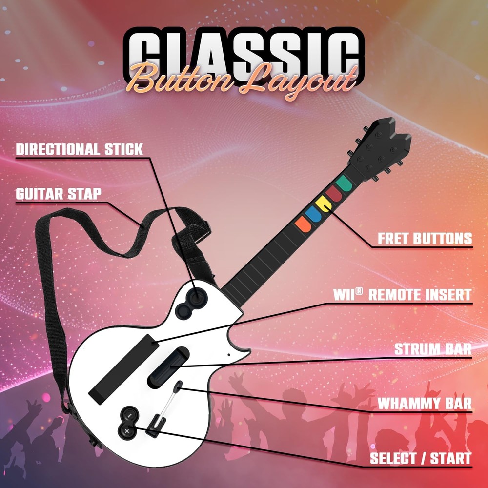 Hyperkin - Hyper Strummer - Wireless Wii Guitar Controller with Strap - White