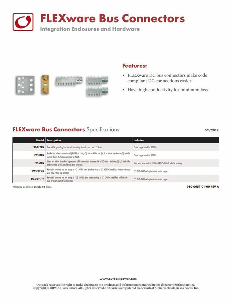 OutBack Power FW-BBUS DC Bus Connector