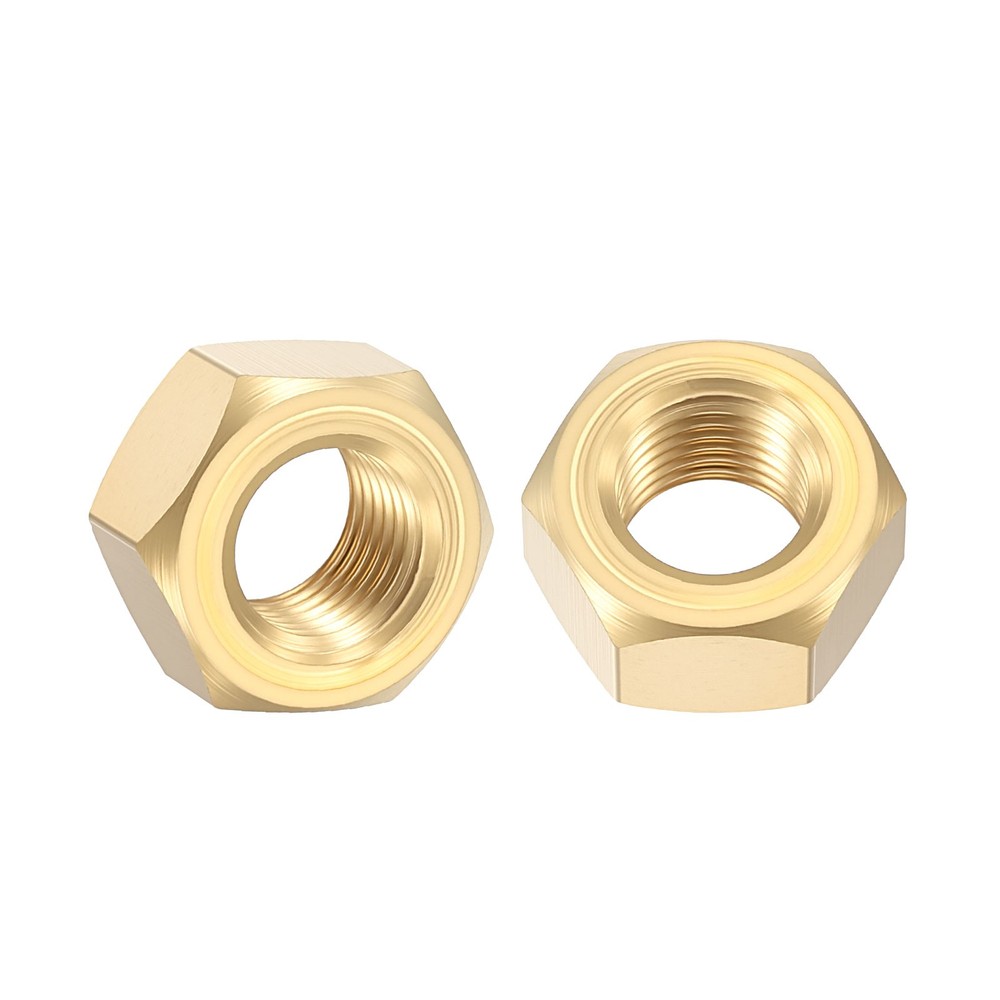 10pcs Hex Nuts - [7/16"-20] Brass Hardware Nuts, Yellow