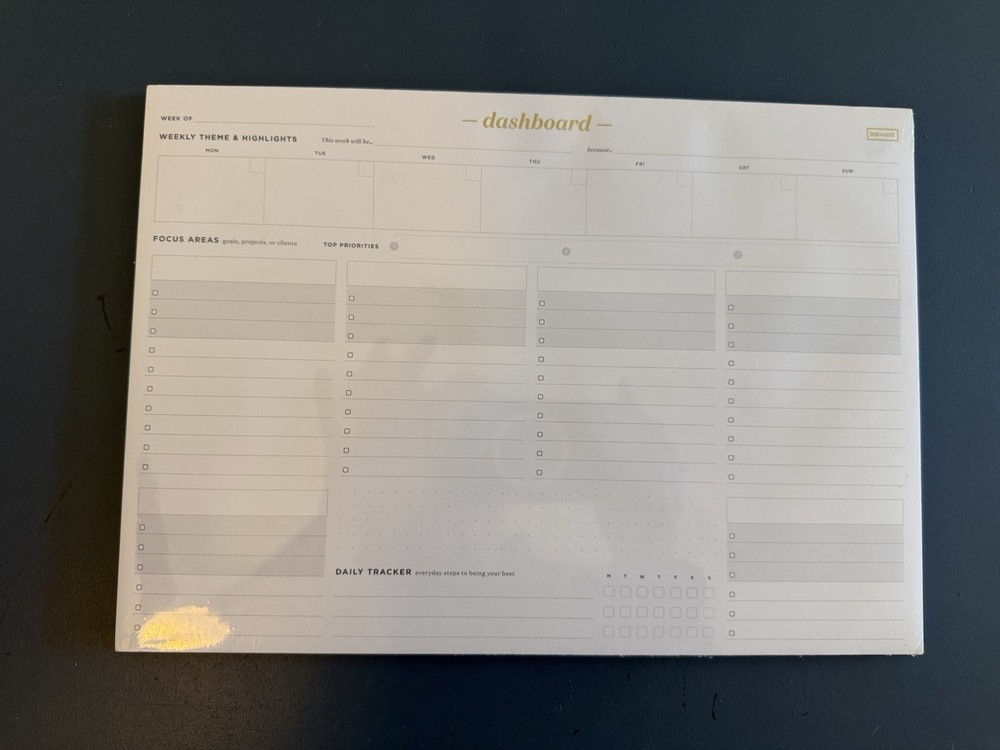 Ink+Volt Weekly Dashboard Desk Pad Planner Letter Size with Task Tracker