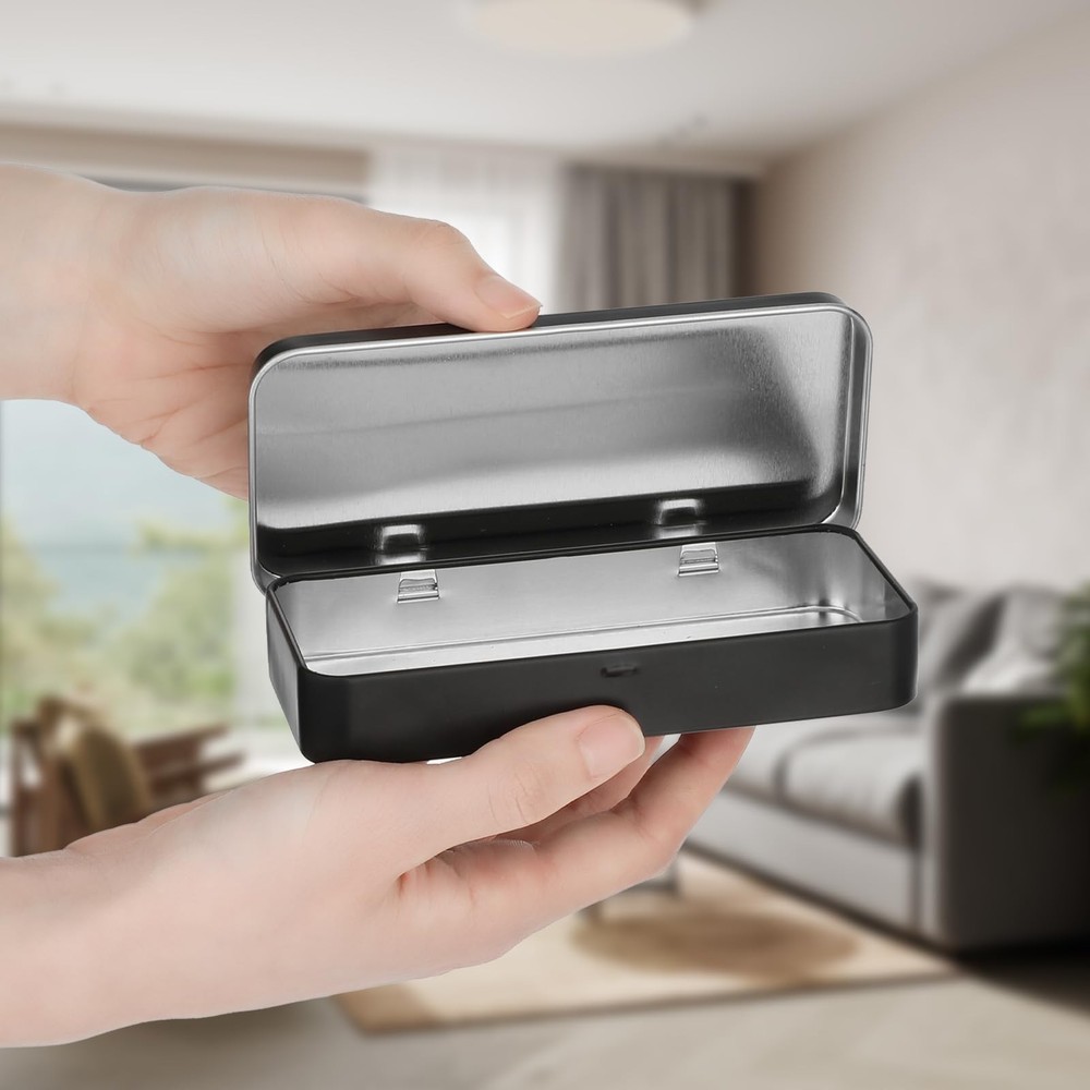 Tyqour Metal Rectangular Empty Hinged Tin Box Containers Metal Tin Box for Ho...