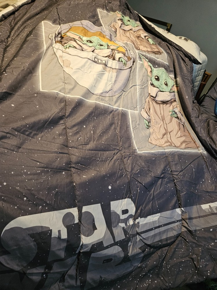 STAR WARS Gray Classic Logo Reversible Comforter TWIN Microfiber Super Soft