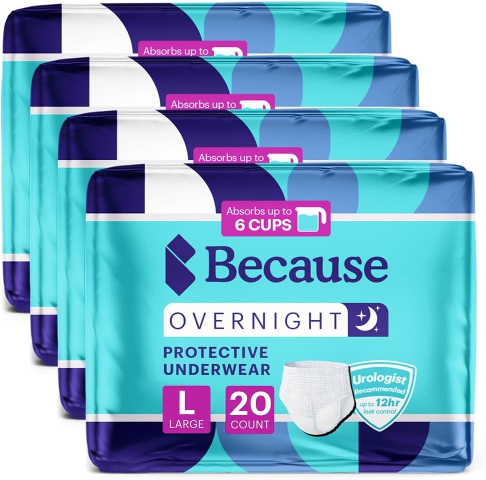 Because Overnight Absorbency Pull Ups - Adult Large (80 Count), White