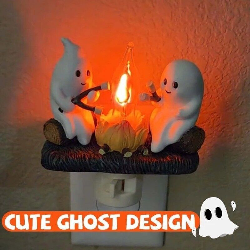 Ghosts Roasting Campfire Flicker Flame Night Light Ghost Roasting Marshmallows