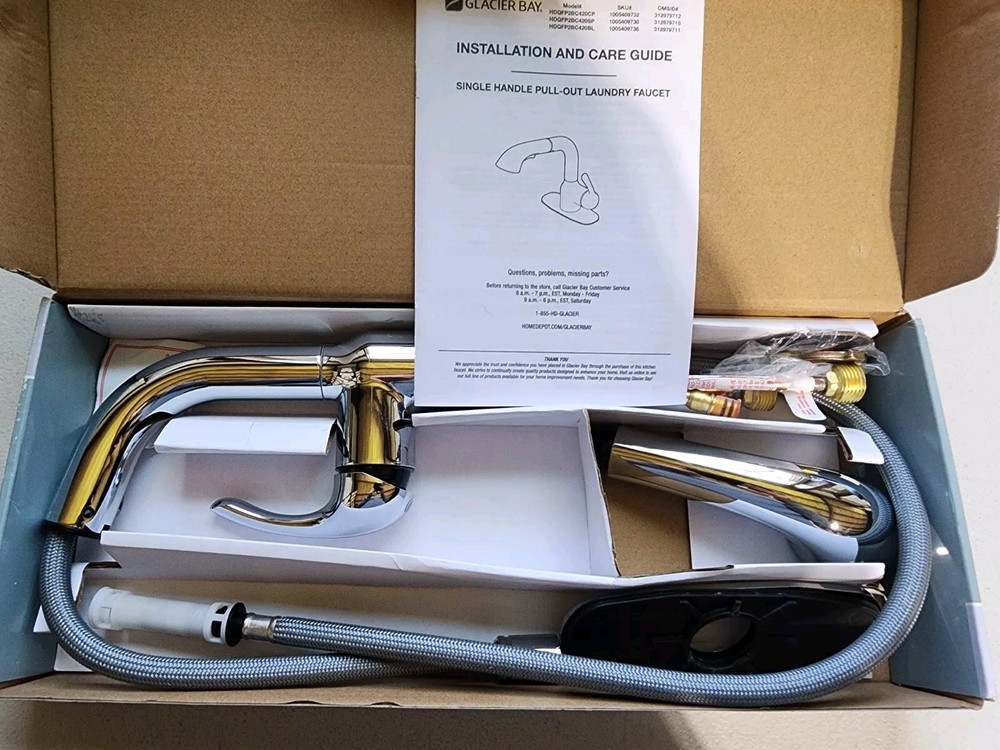 Dunning Single-Handle Pull-Out Laundry Faucet with Dual Spray Function in Chrome