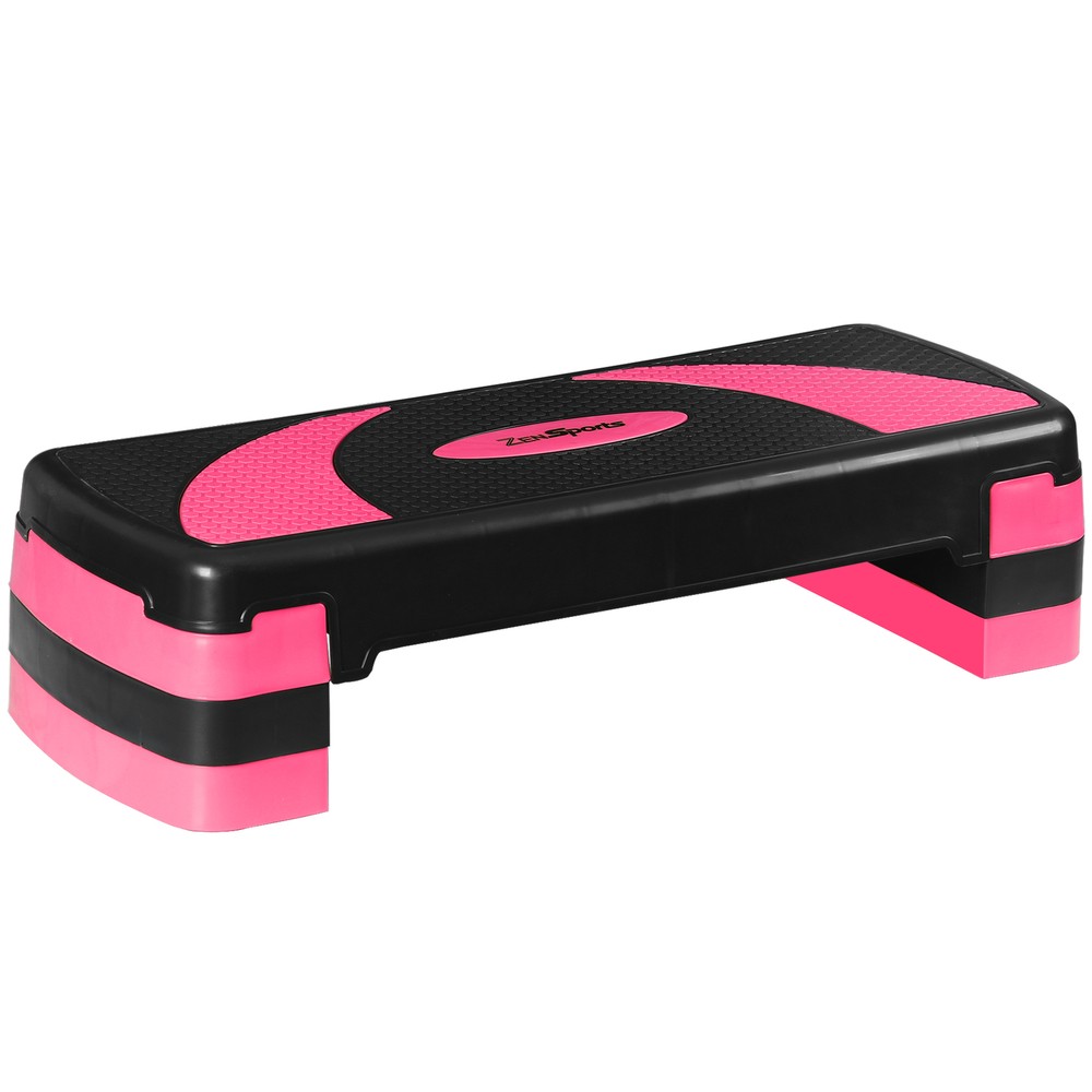 Adjustable Workout Aerobic Step Platform Exercise Stepper w/ Risers 30'' Pink