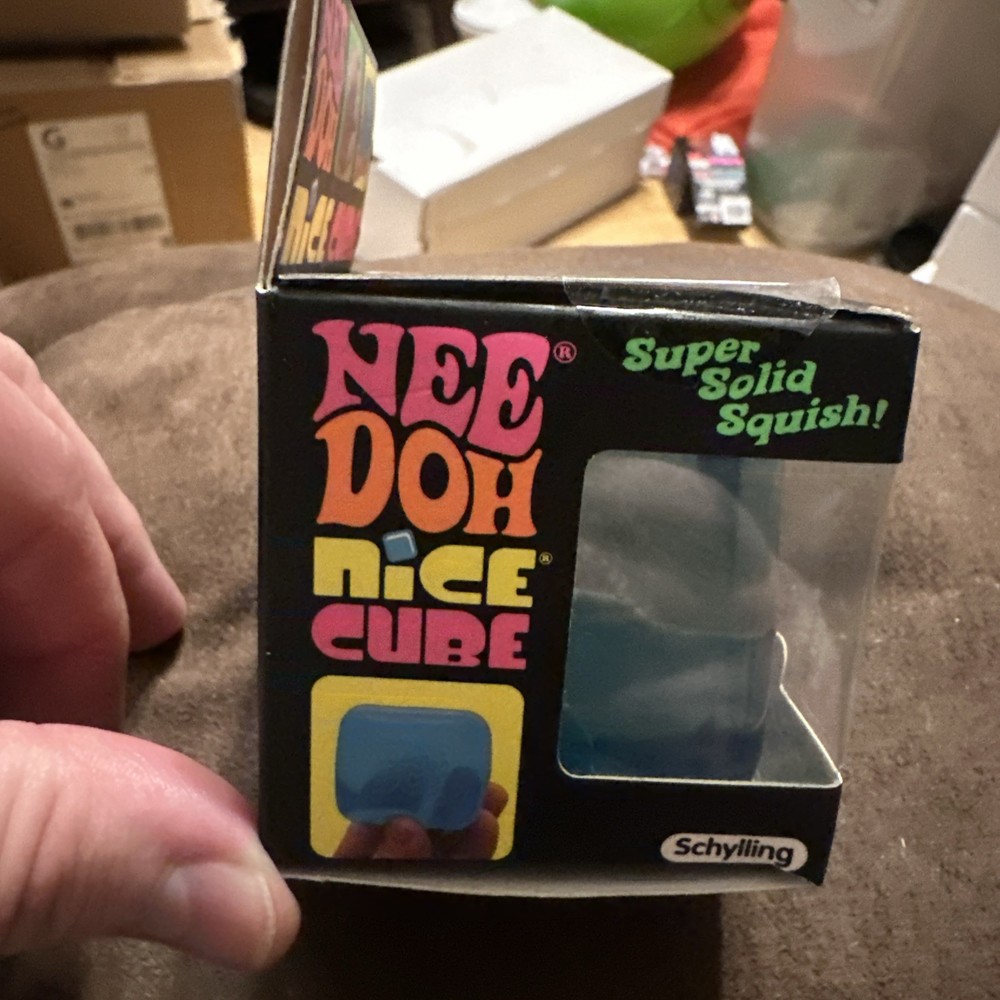 NeeDoh Nice Cube Super Solid Squeezable Stress Reliever Sensory Toy Blue