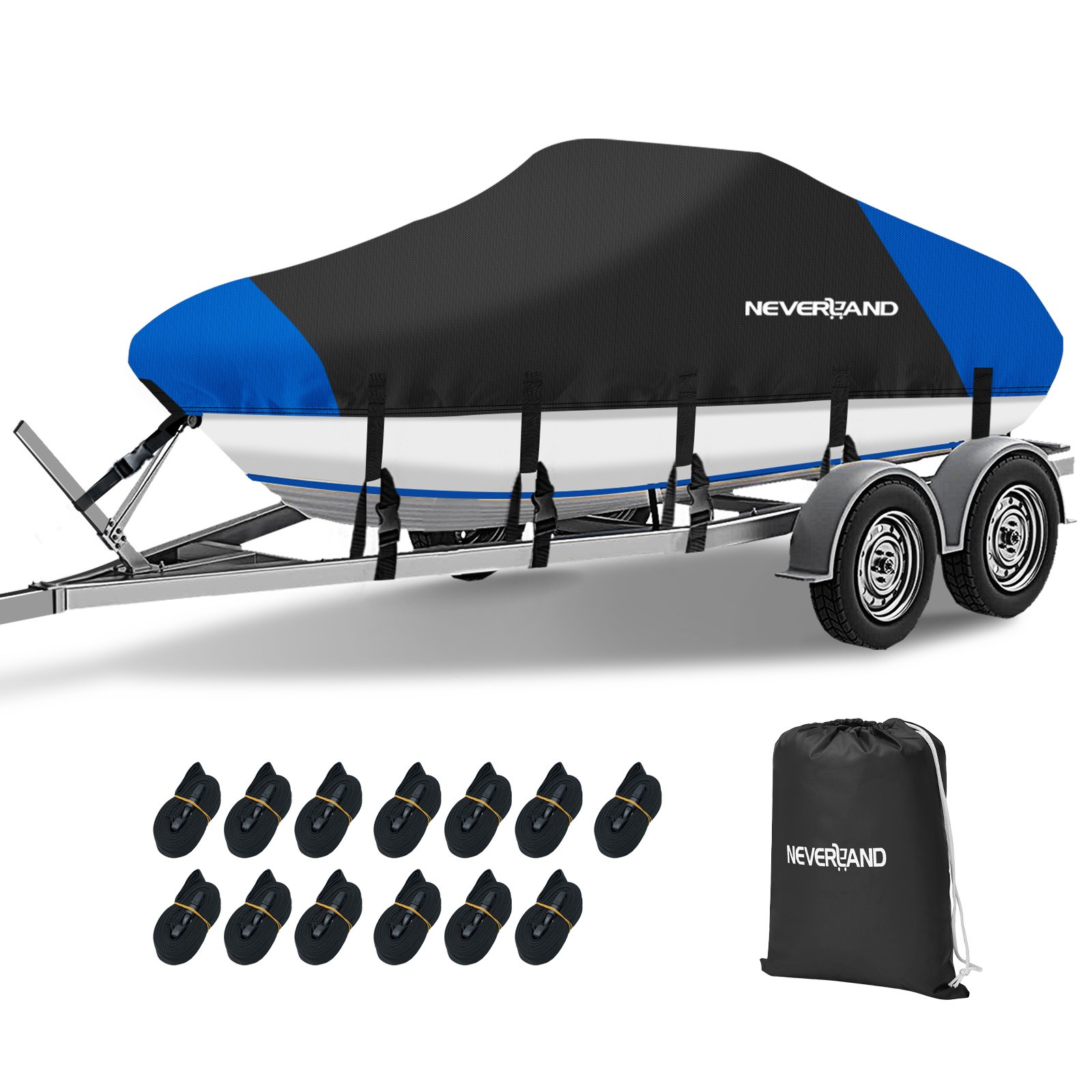 Heavy Duty Boat Cover Waterproof Fits V-Hull Fish&Ski Runabout 17' 18' 19' Foot