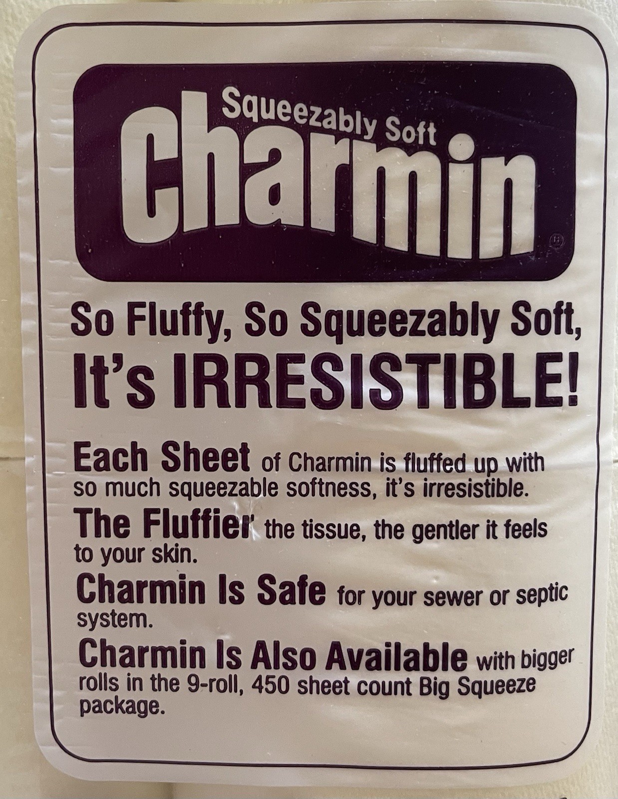 Vintage '80s Charmin Light Yellow Toilet Paper Sealed 4-Pack NOS Prop