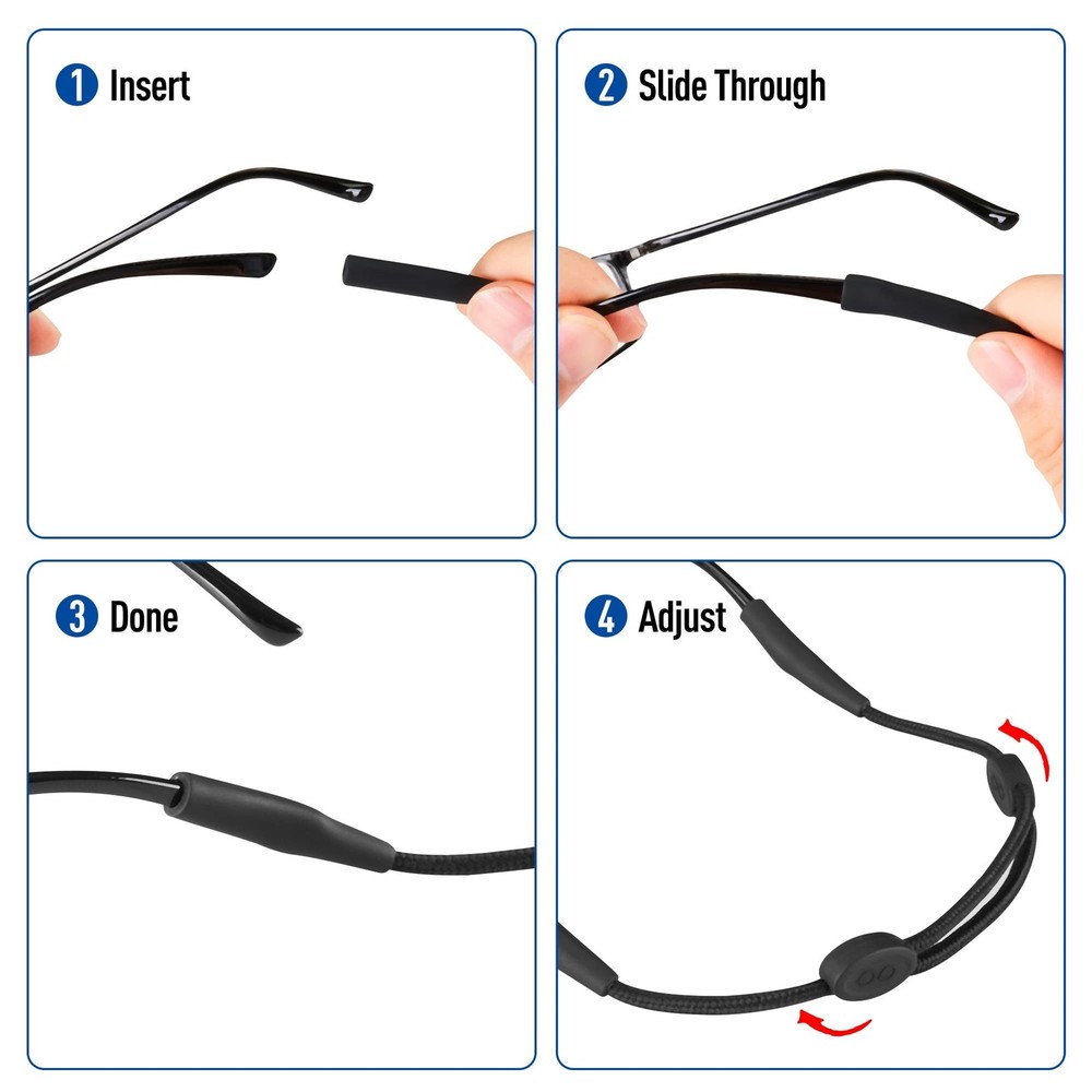 lvvfit Adjustable Eyeglass Strap - No Tail Sunglass Strap - Eyewear String Ho...