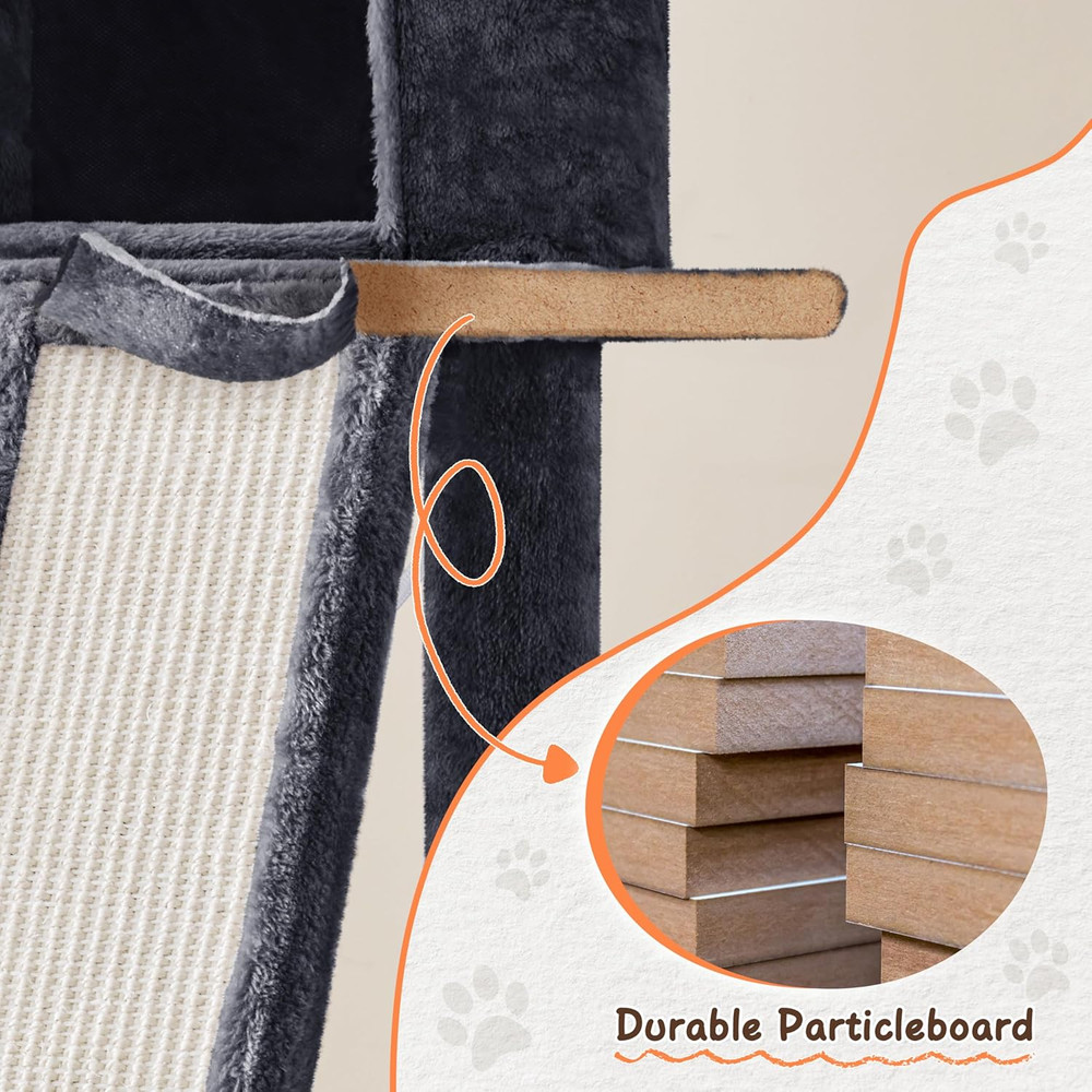 Deluxe 63.5" Multi-Level Cat Tree with Hammock & Scratching Posts for Cats