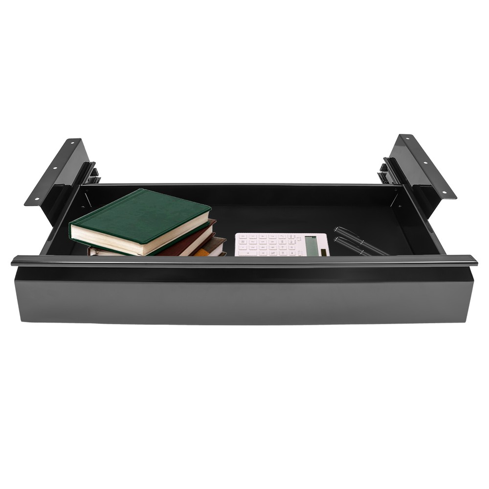 Black Sliding Pull-out Drawer Under Table Mounted Drawer Storage Box Organizer