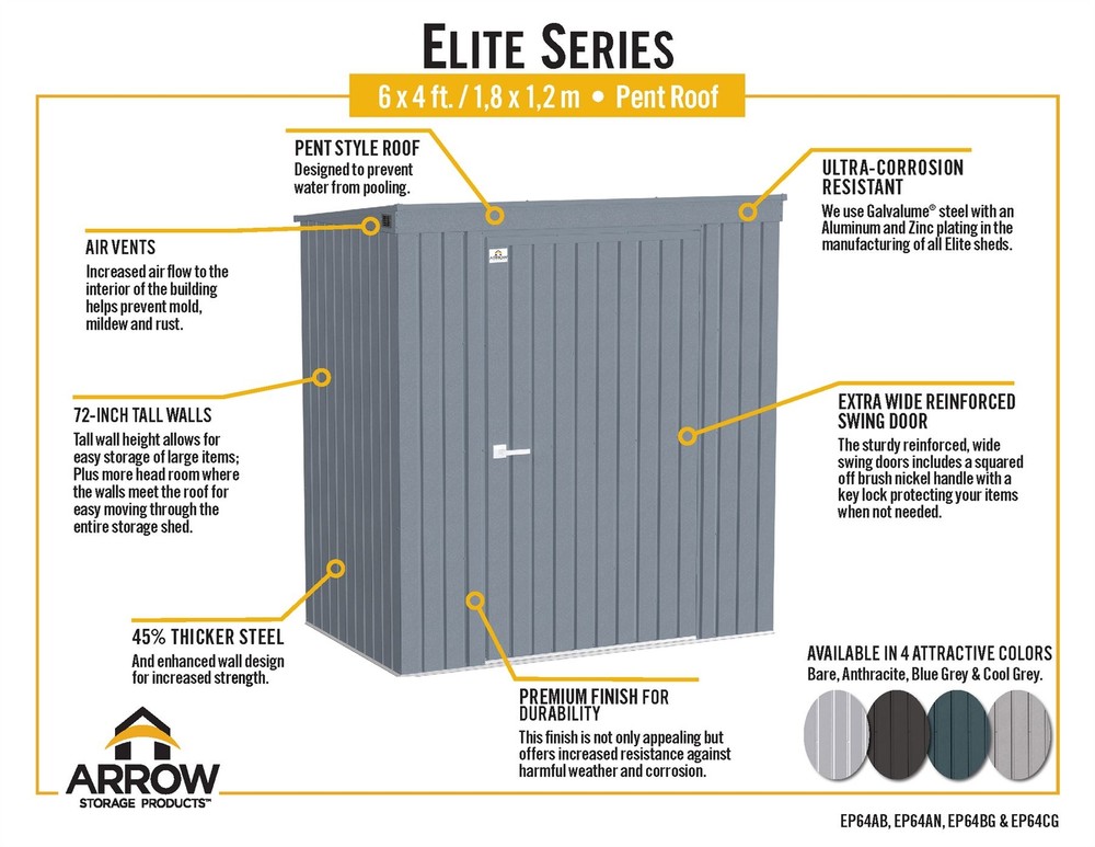 Arrow Elite, 6x4, Galvalume