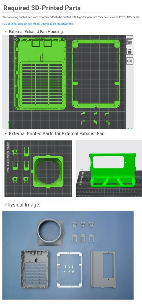 Original Bambu Lab External Exhaust Fan Kit for Bambu Lab P2S 3D Printers