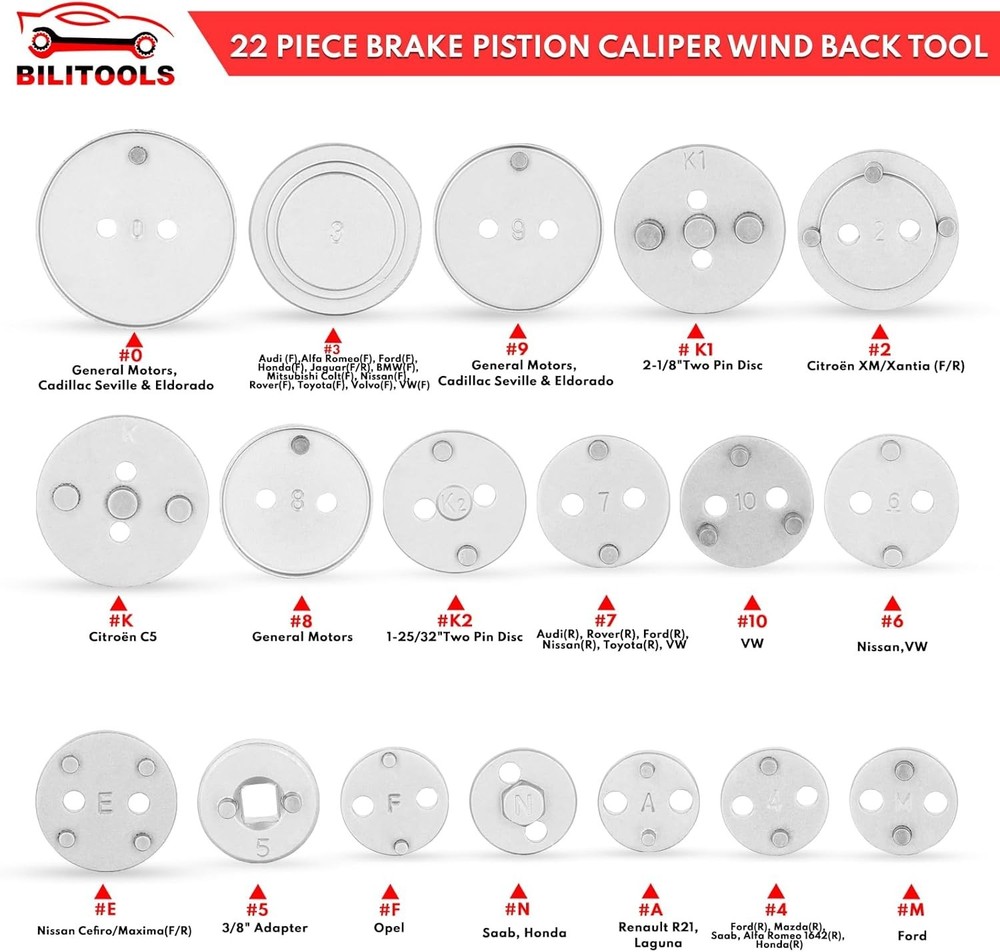 Brake Caliper Piston Rewind Tool with Dual-Functionality for Various Vehicles