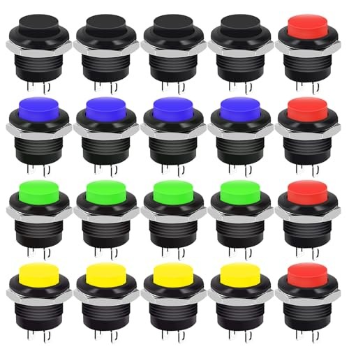 /20Pcs 16MM Momentary Push Button ON Off Switch SPST Multicolored-20PCS