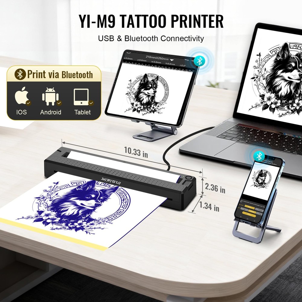 YIRIGUI 2026 New 2 in 1 Tattoo Stencil Document Printer, Wireless Bluetooth ...