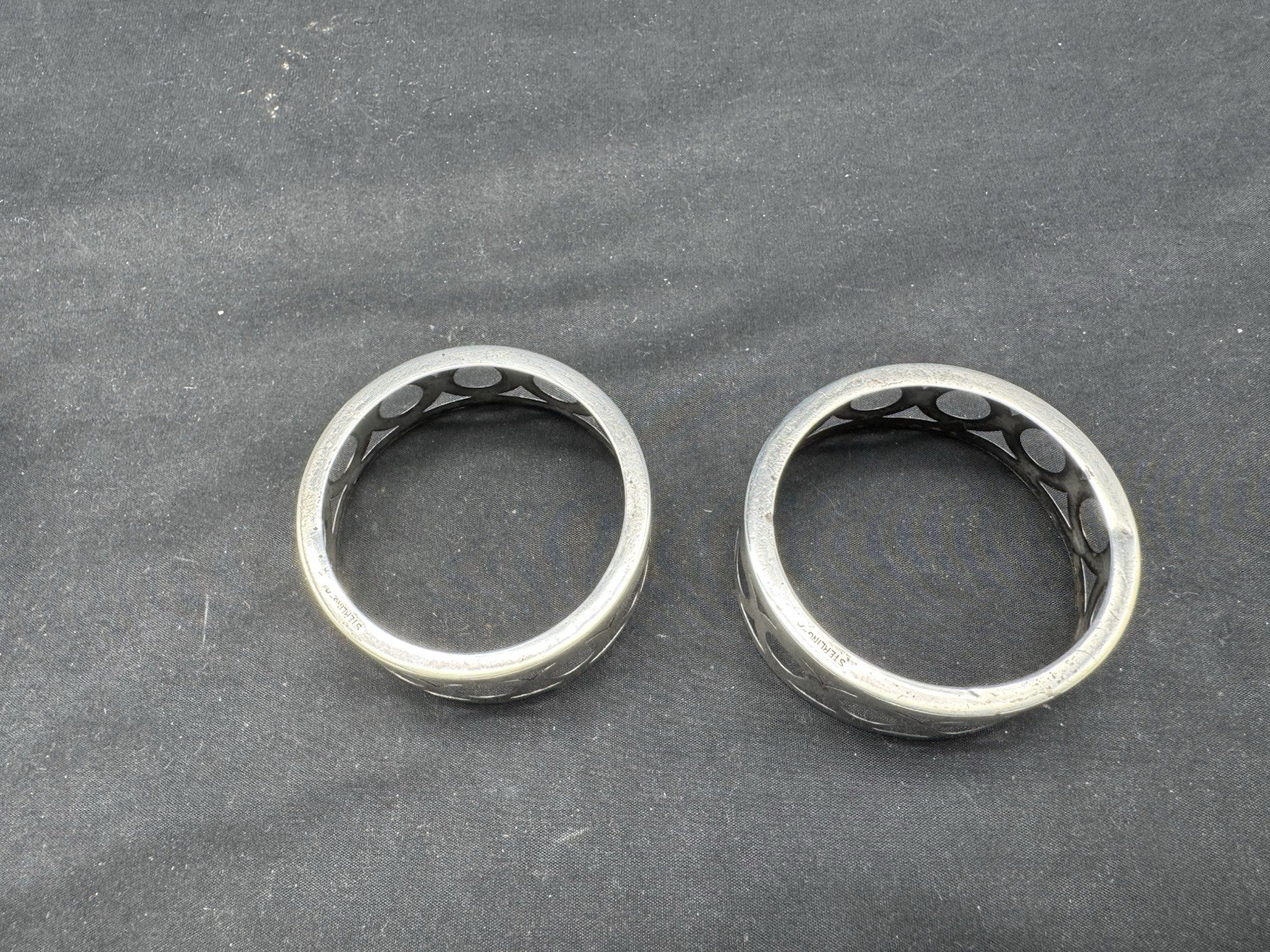 Pair of Vintage Sterling Silver Cobalt Glass Salt Cellars