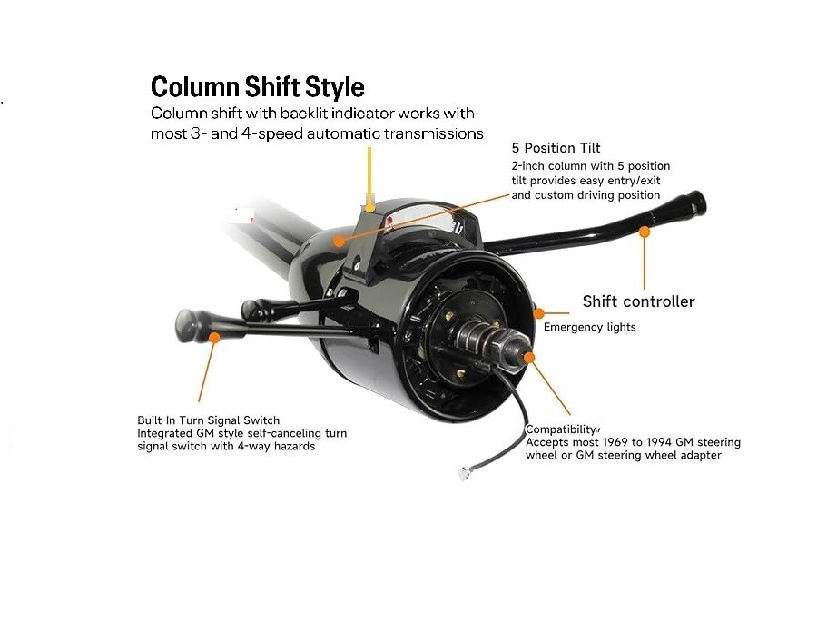 For 1963-64 Chevy Impala Black SS Tilt Automatic Steering Column Shift W/Adapter