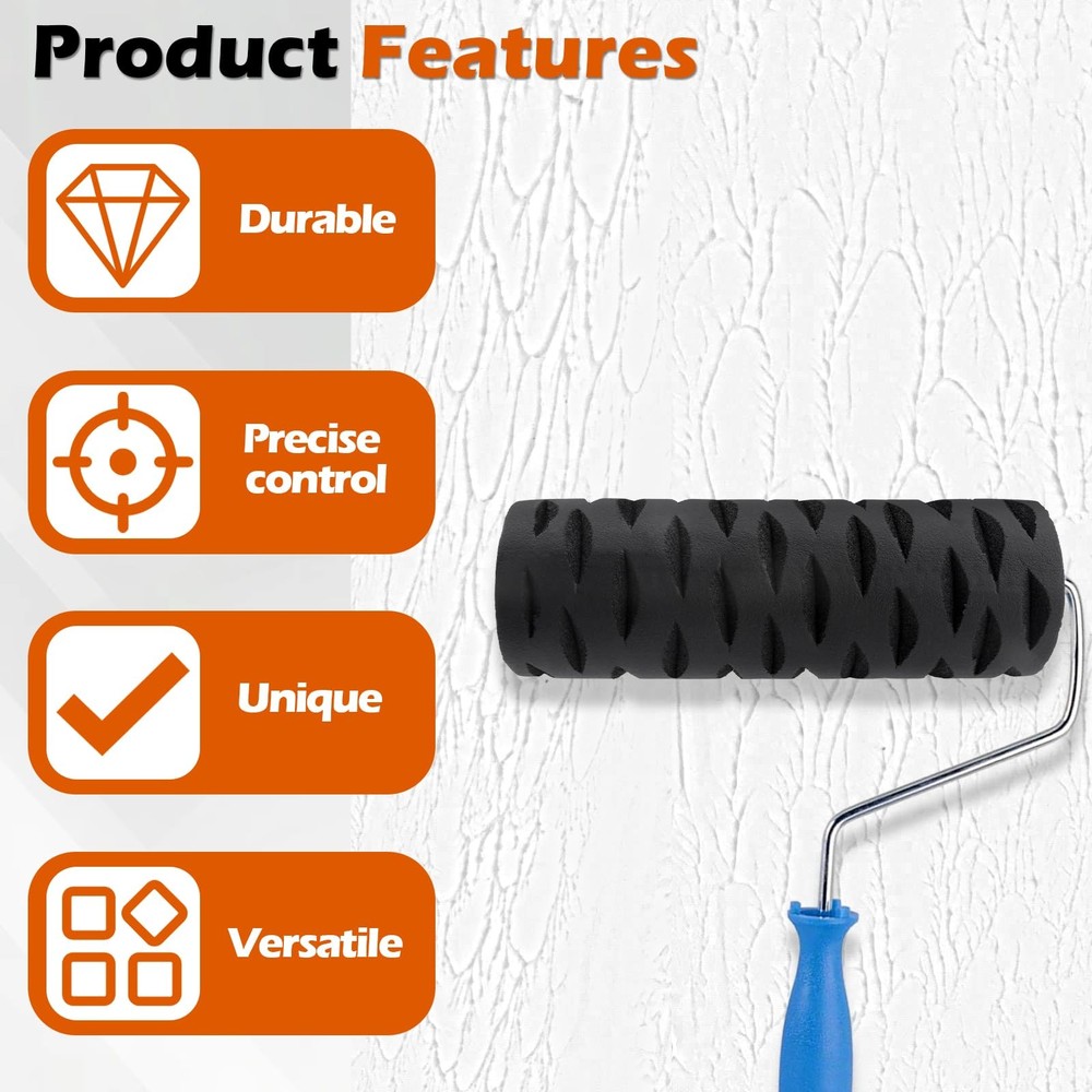 Tree Bark Pattern Drywall Texture Roller, 9-inch, Paint Roller for Walls and ...