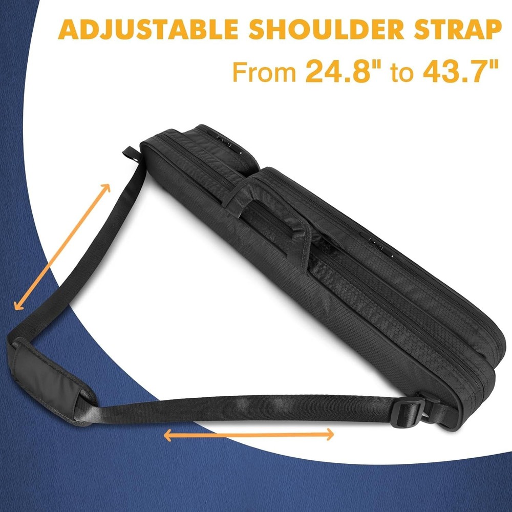 Stylish 2x2 Pool Stick Bag - Heavy-Duty Polyester with Adjustable Shoulder Strap