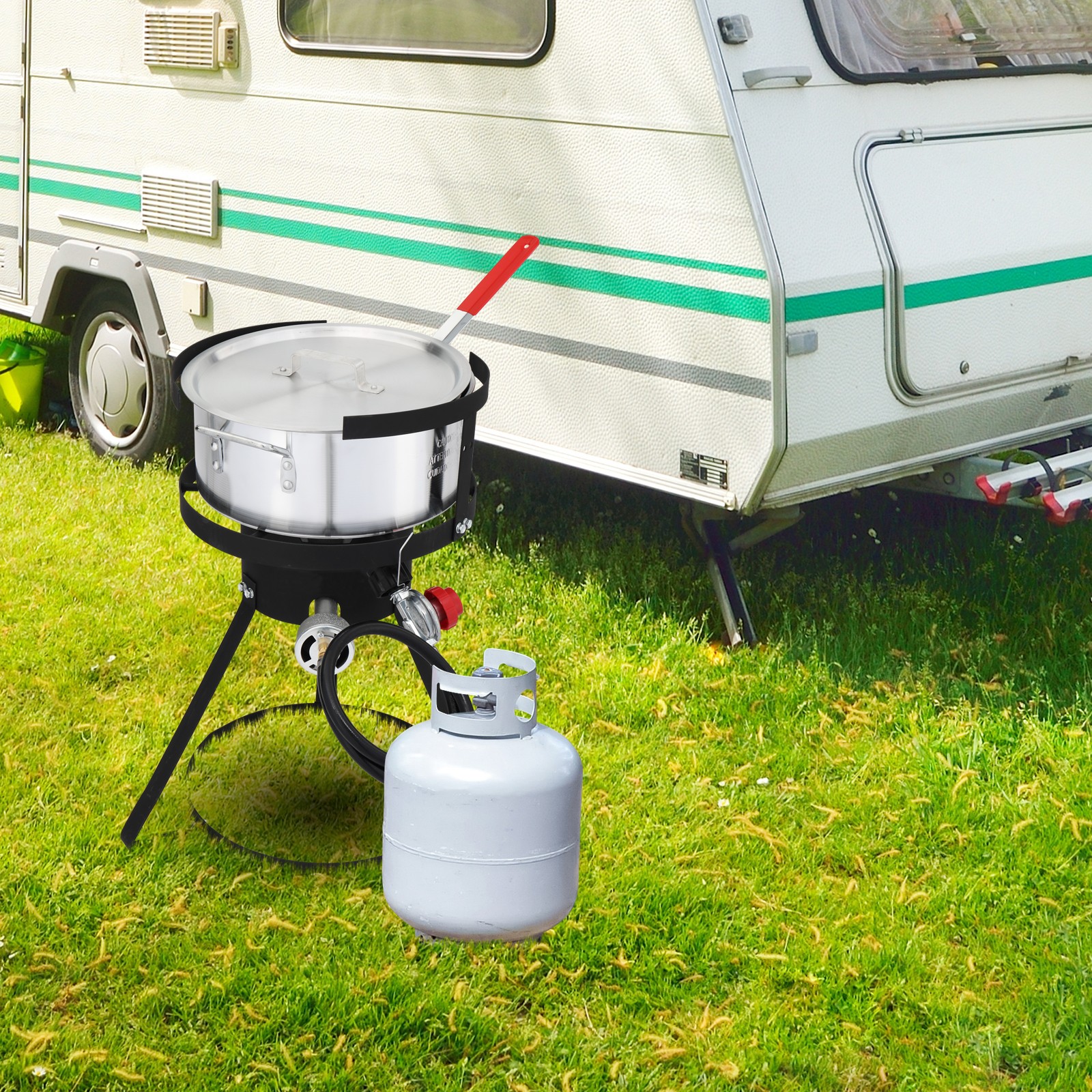 Propane 10 Qt. Fish Fryer Boiler Steamer Set 55,000 BTU Burner Outdoor Seafood