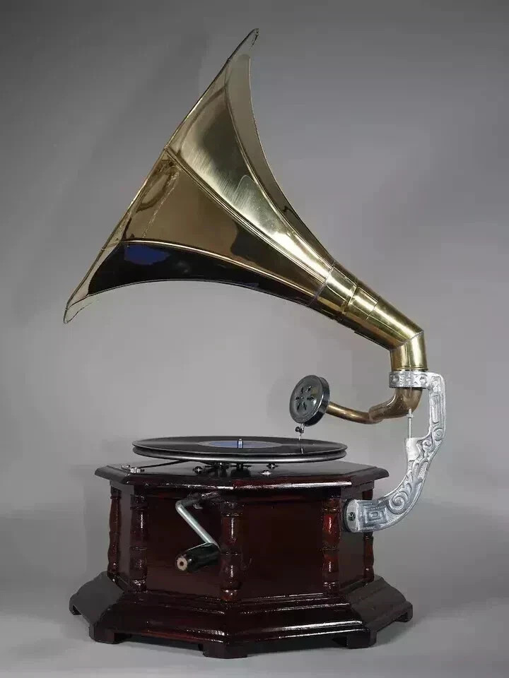 Antique HMV Gramophone Fully Functional Working Phonograph, win-up record player