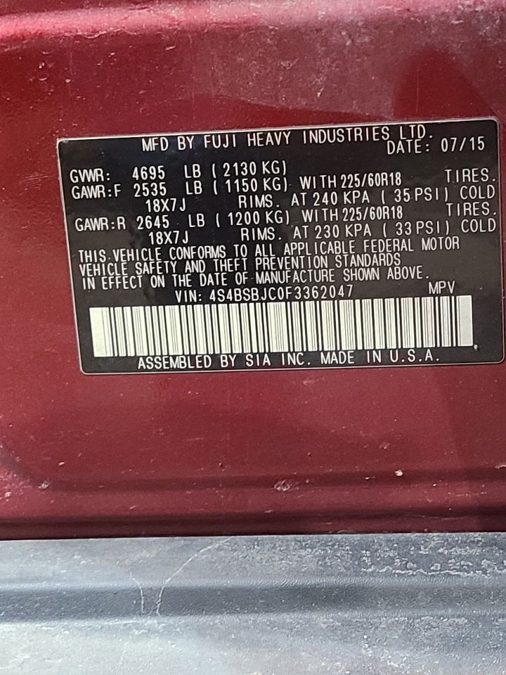 Used Blind Spot Detection System Warning Control Module fits: 2015 Subaru Legacy