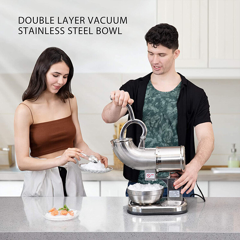250W Electric Ice Shaver Crusher Snow Cone Maker Machine 440Lbs Stainless Steel