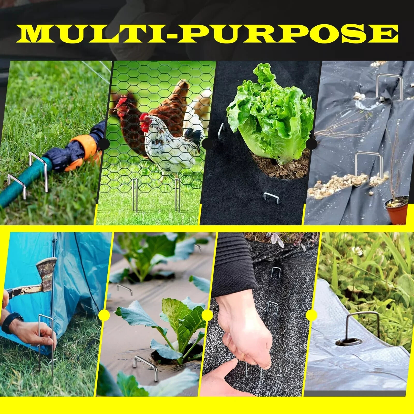 600 Pack 6'' Gauge Heavy Duty U Shaped Garden Securing Pegs Sod Staples Stakes