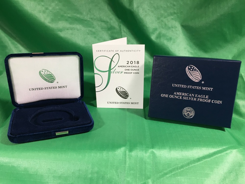 2018 W US Mint American Silver Eagle Proof Case, Box, COA - No Coin