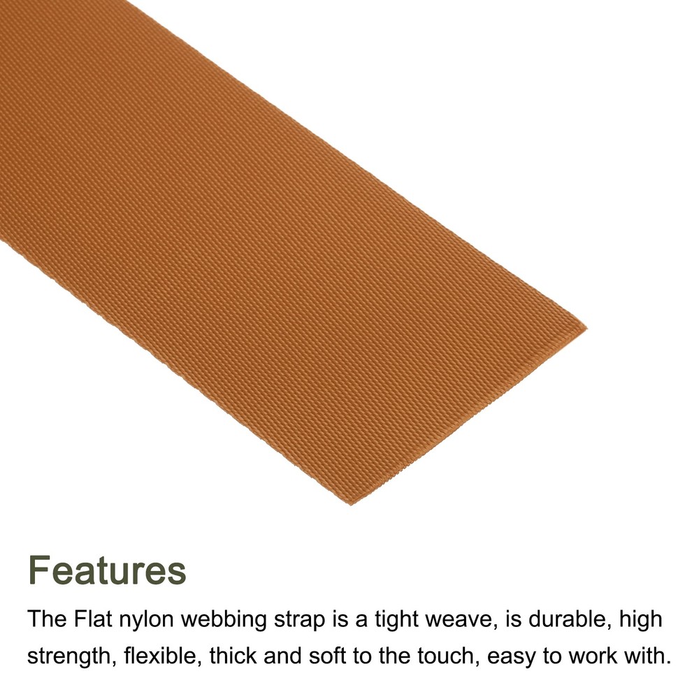 Flat Nylon Webbing Strap 2 Inch 10 Yards Tea Brown for Backpack