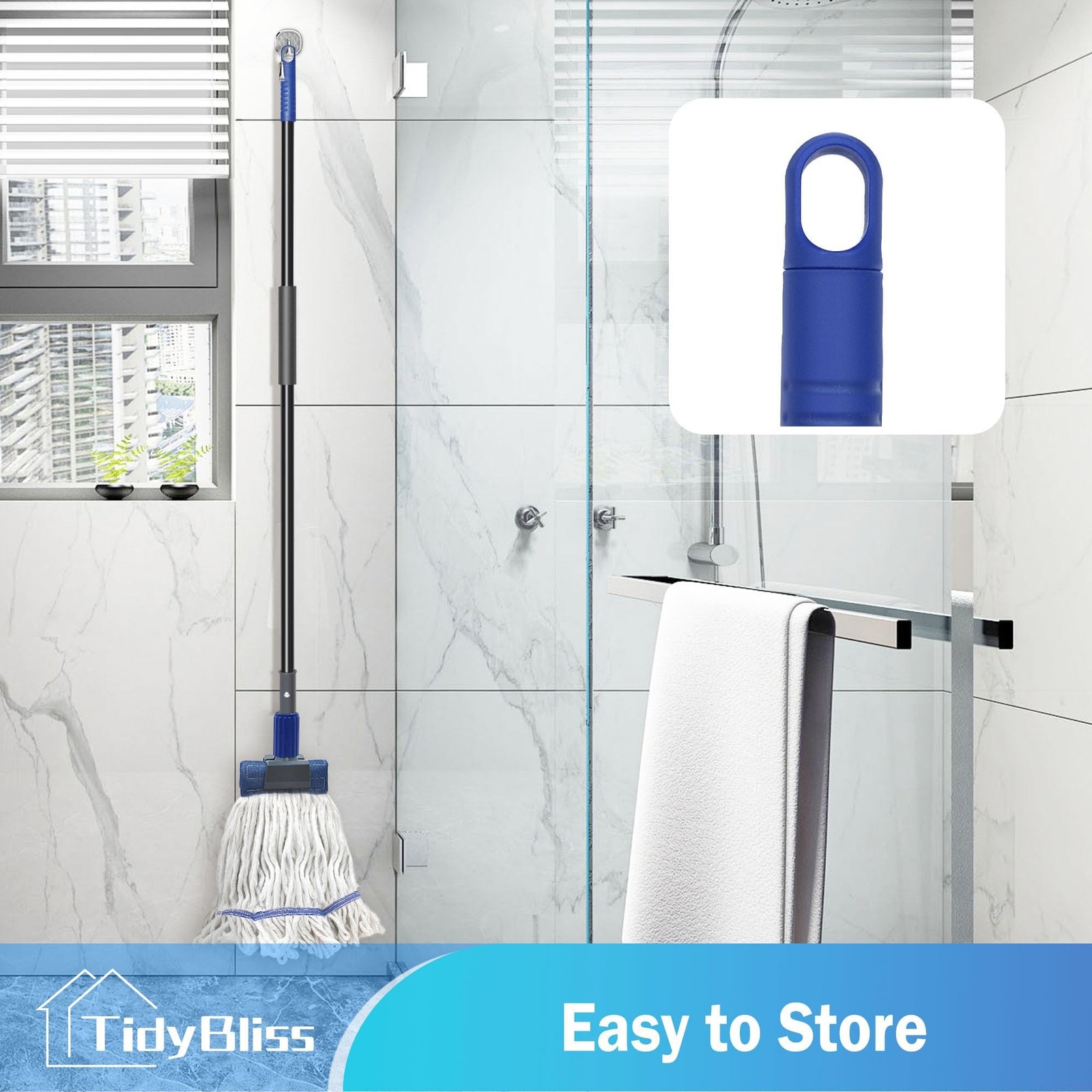 Commercial Mop Heavy Duty, 57.5 inches Long Handle Large Looped-End Industria...