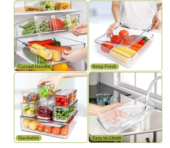 10 Pack Refrigerator Pantry Organizer Bins, Stackable Fridge Organizer Bins