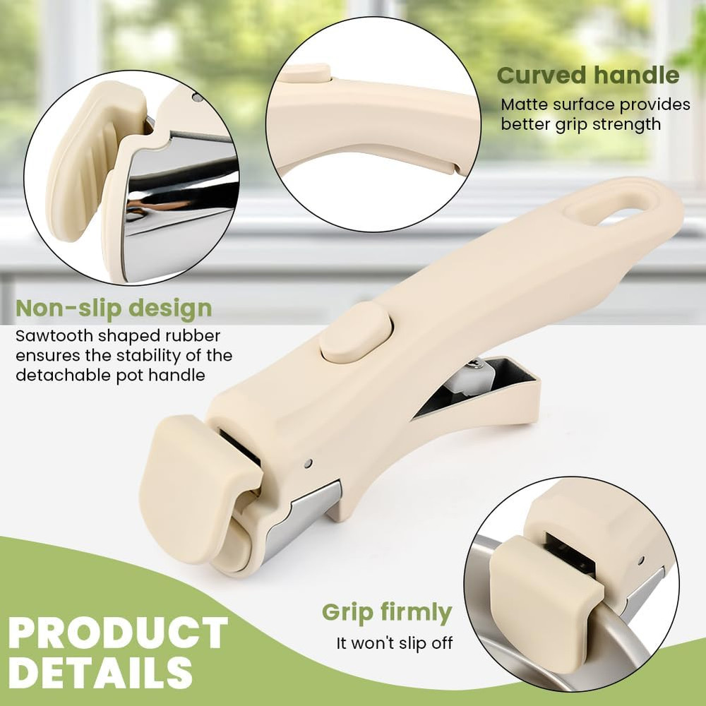 Beige Universal Removable Pot Handle for All Cookware Replacement