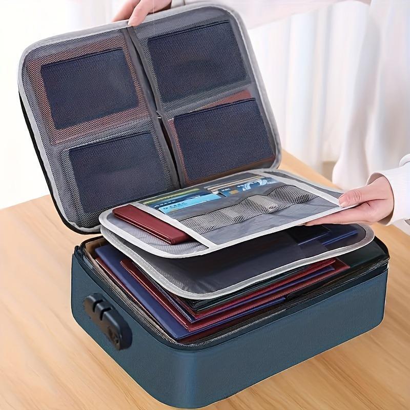 Multi-layer Large Capacity File Bag Password Briefcase Document Storage Bag