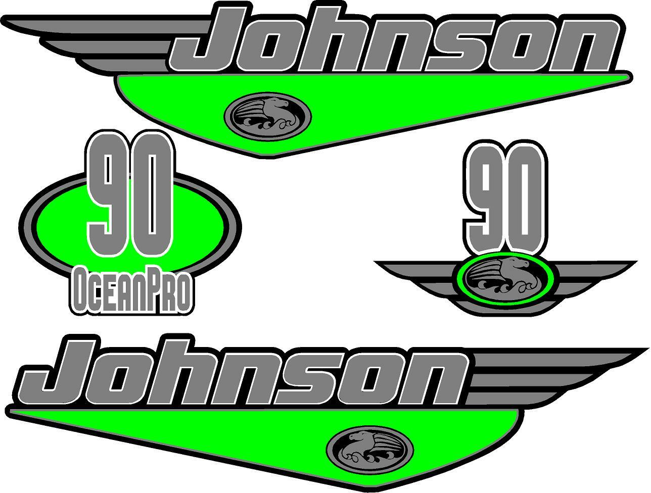 Johnson 90HP Oceanpro Outboard Boat Motor Decal Kit Cowling Engine