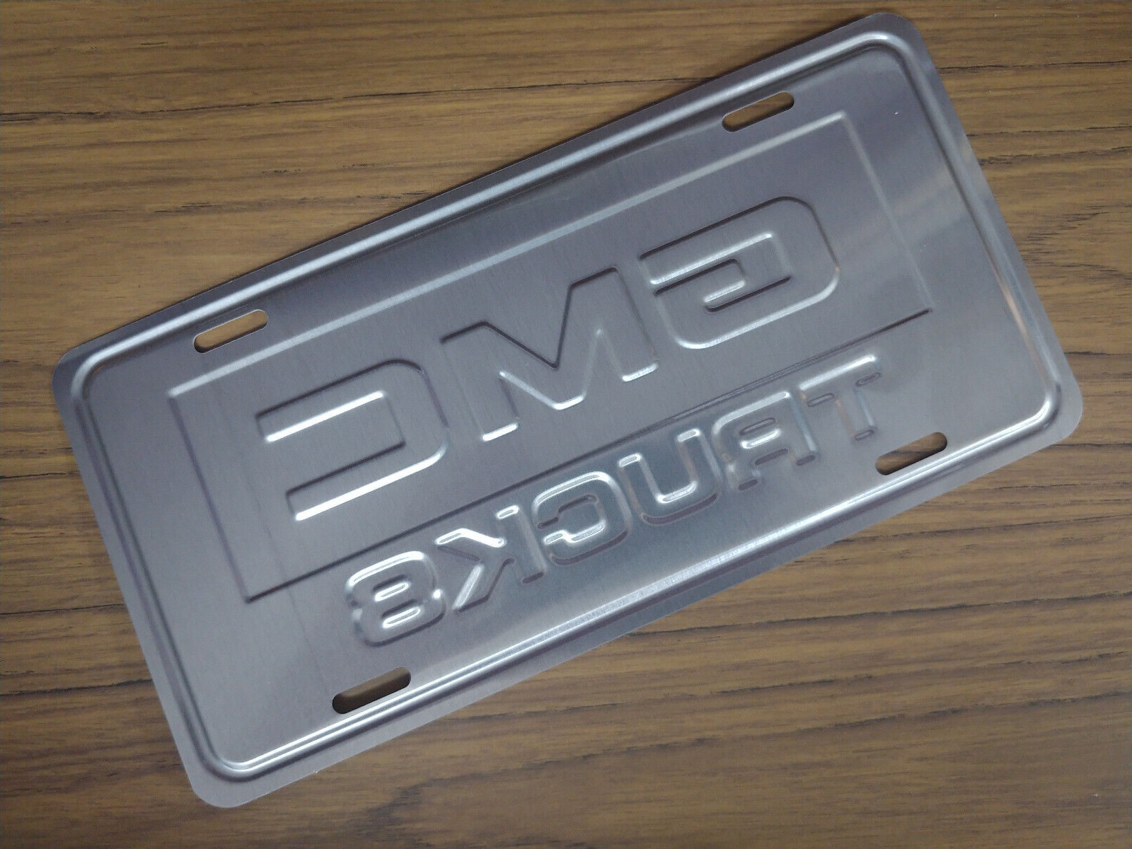 Vintage GMC Novelty License Plate Embossed Metal New Old Stock Trucks #2084