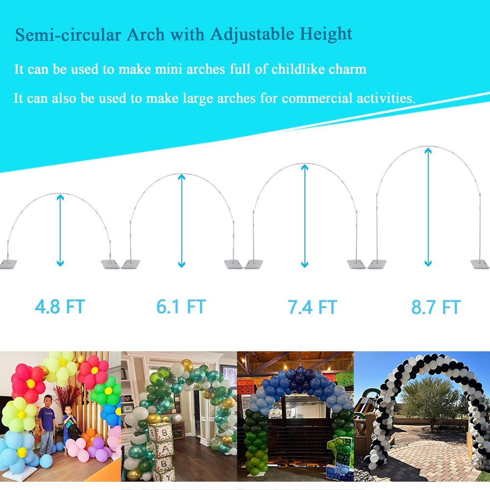 Balloon Arch Stand, 7.5ft Large Round Backdrop Frame, Adjustable Half Circle ...