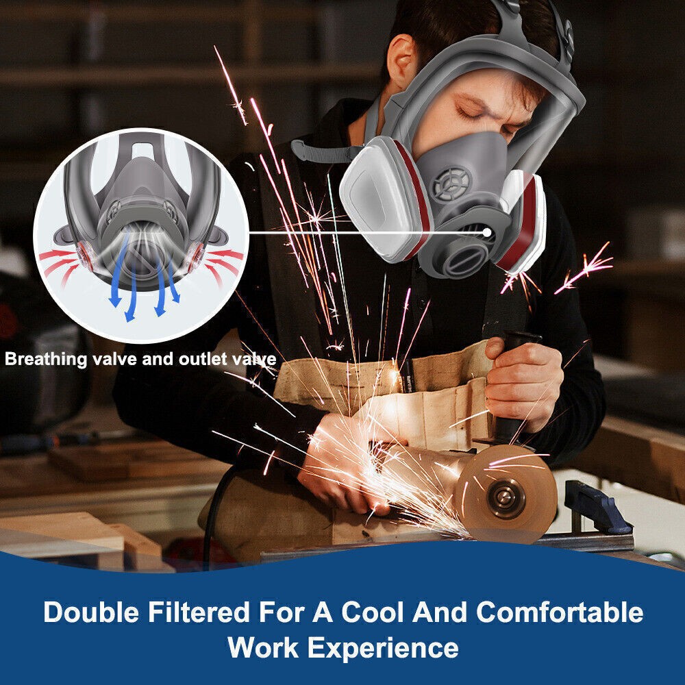 15 IN 1 Gas Mask Full Face Respirator Paint Spray Chemical Facepiece Safety 6800