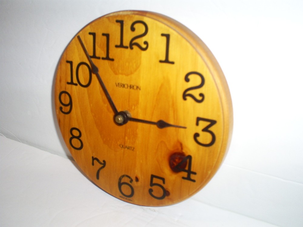 Vintage Verichron 7.5" Solid Wood Wall Clock