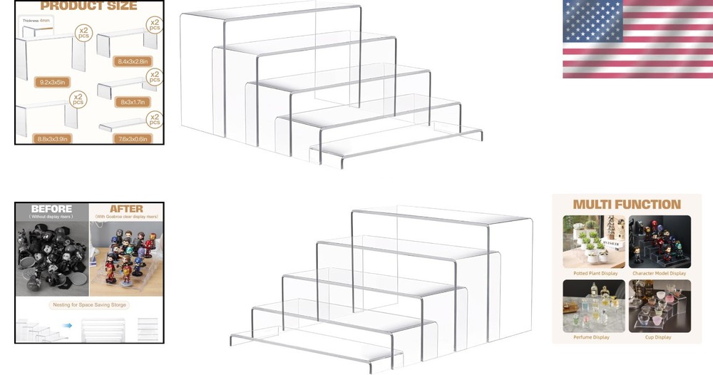 Durable 10 Pcs Clear Display Risers for Effortless Organization and Visibility