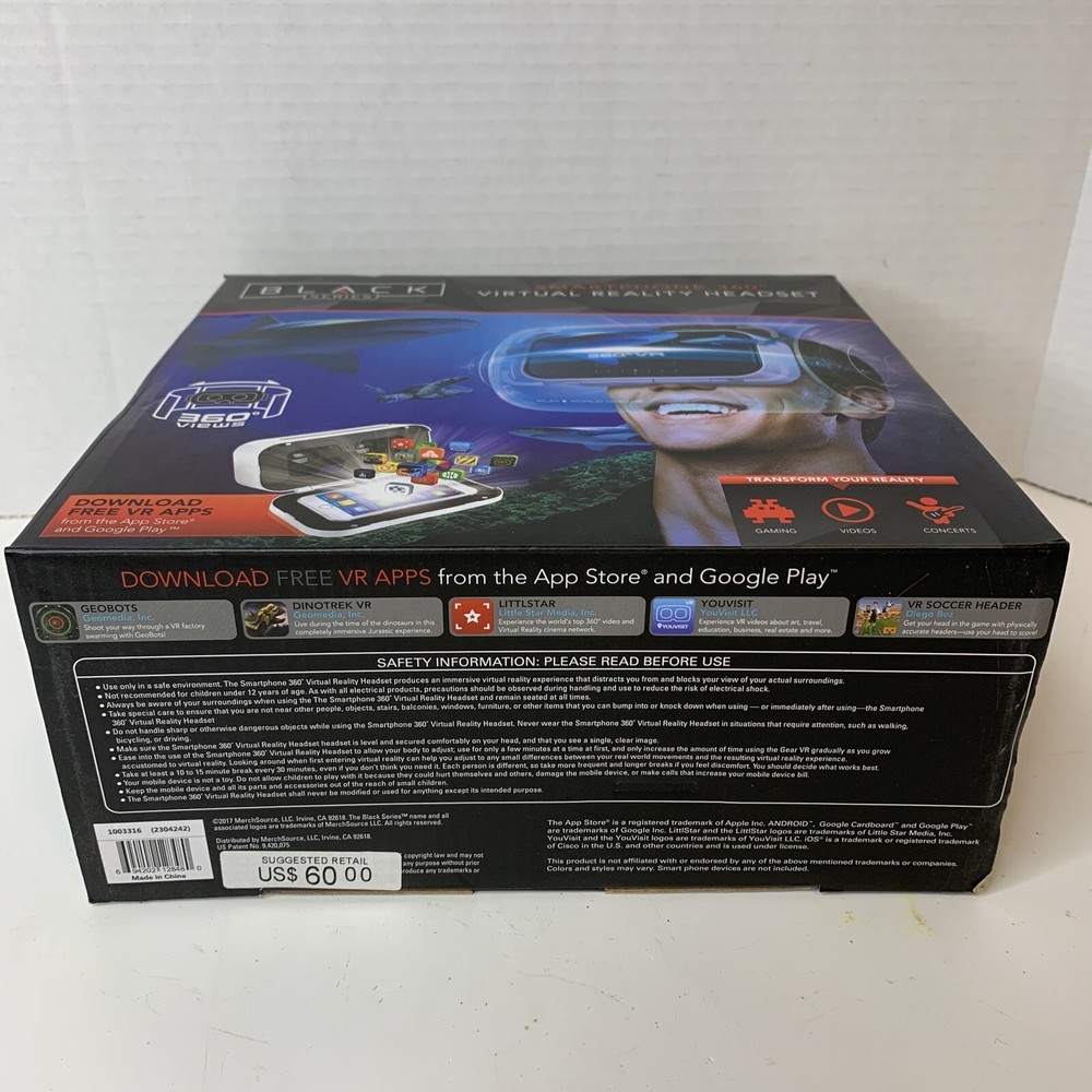 Black Series smartphone 360 degree virtual reality headset