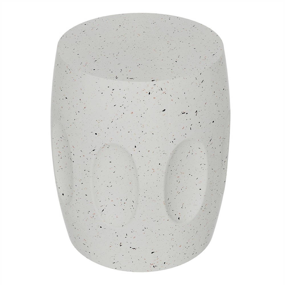 Off-white Round End Table Coffee Sofa Side Table Drum Shape Solid Concrete