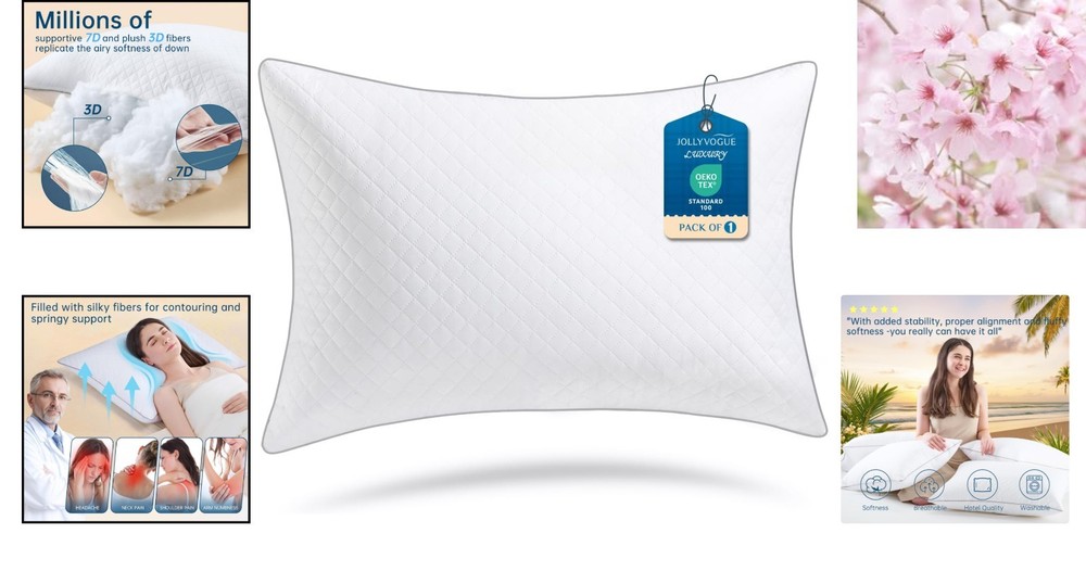 Diamond-Pattern Queen Bed Pillows with OEKO-TEX Certification - Cozy & Elegant
